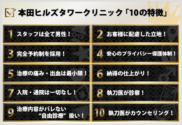 本田ヒルズタワークリニック「10の特徴」