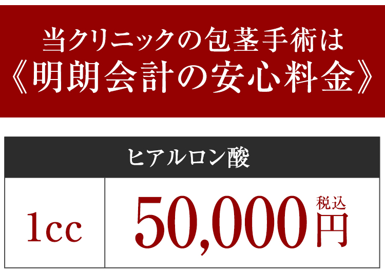 明朗会計ヒアルロン酸1CC50000円