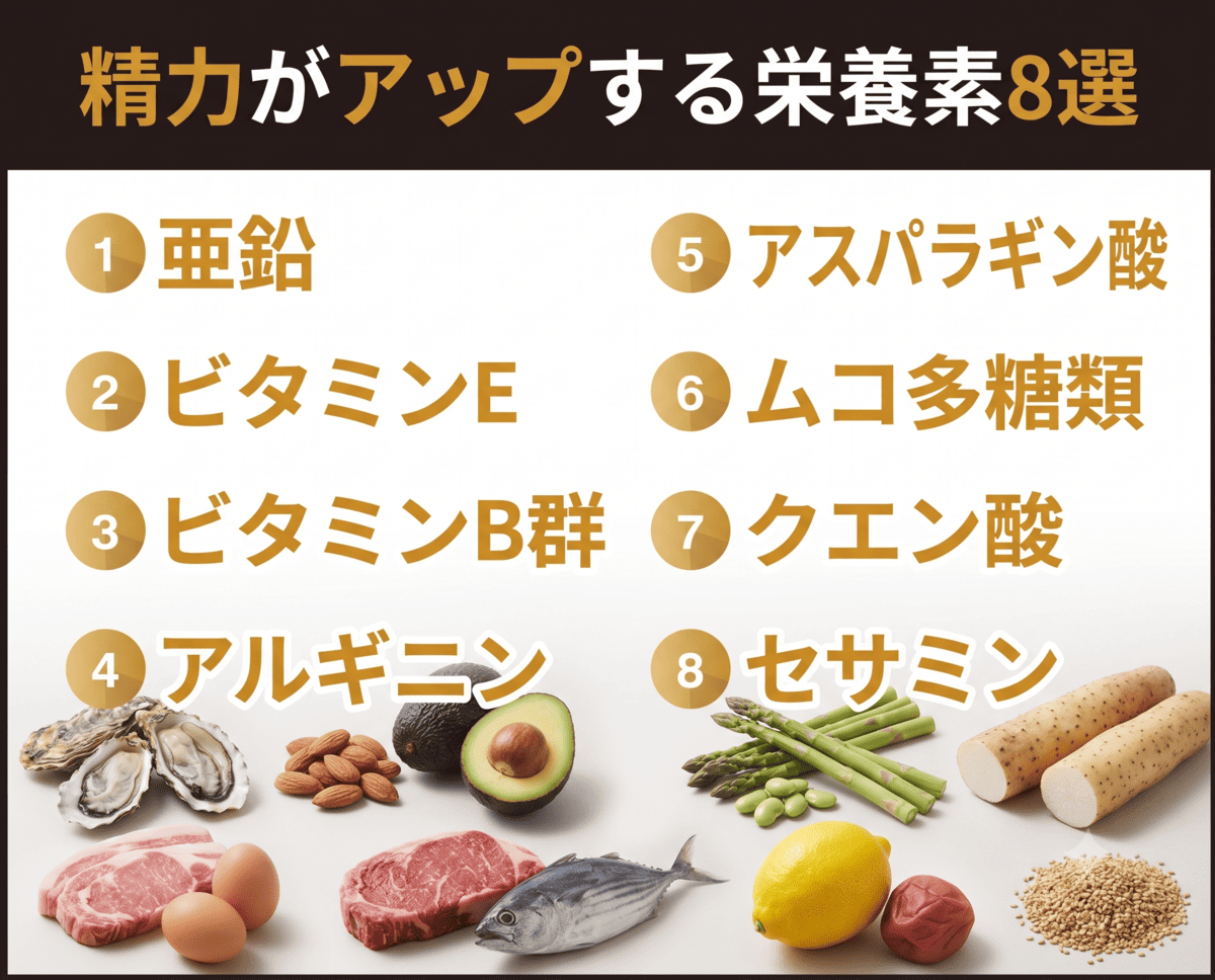 精力がアップする栄養素8選