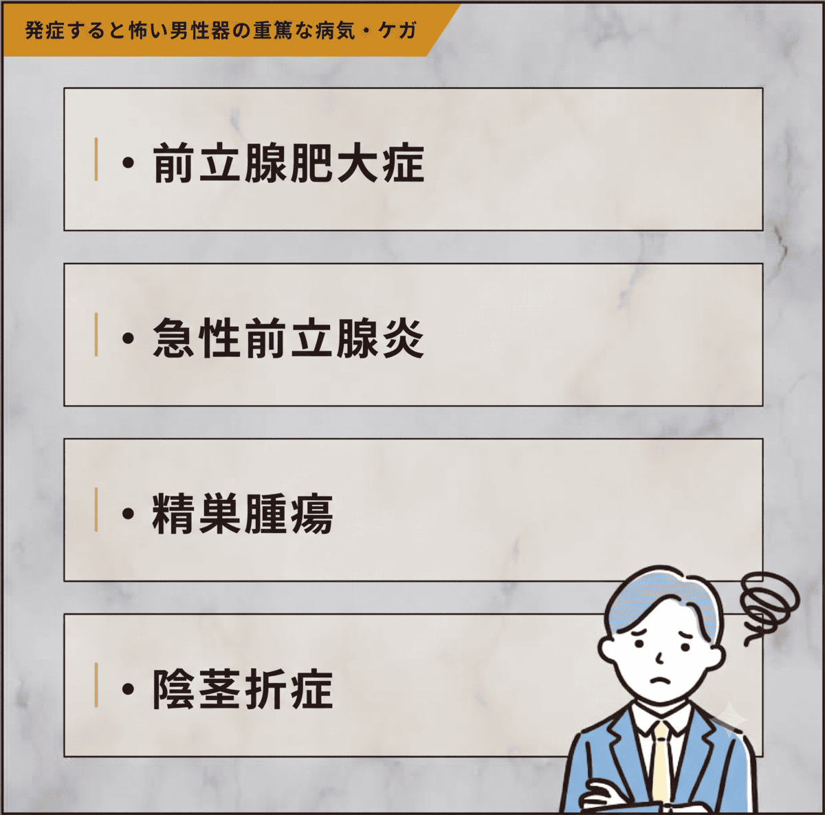 発症すると怖い男性器の重篤な病気・ケガ