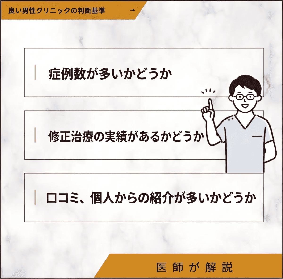 良い男性クリニックか判断する治療・費用の基準
